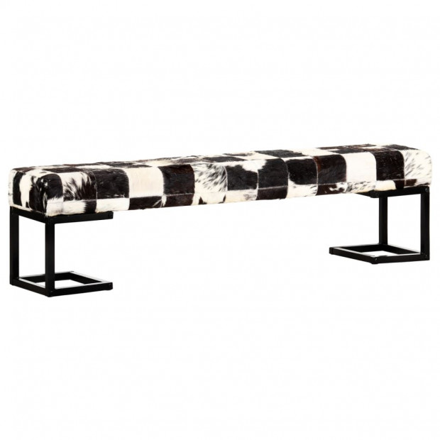 Bench 160 Cm Black Patchwork Genuine Goat Leather Image 8