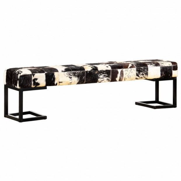 Bench 160 Cm Black Patchwork Genuine Goat Leather Image 9
