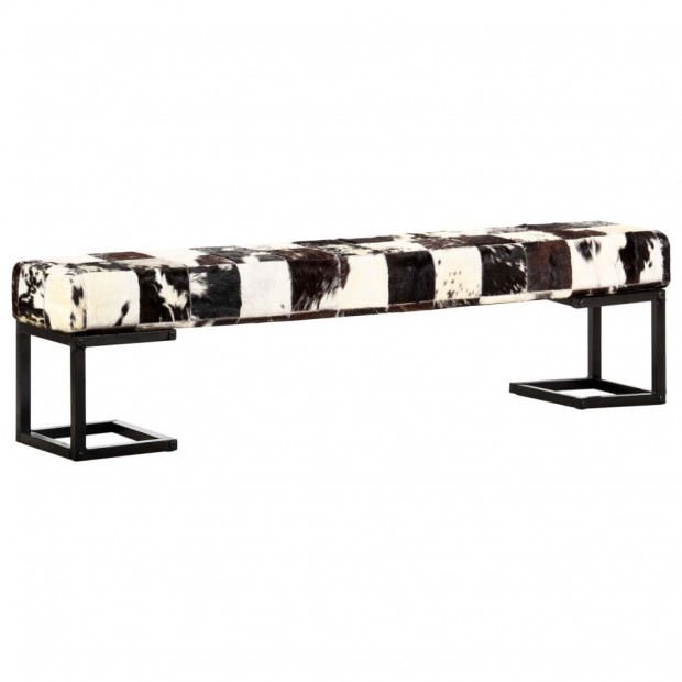 Bench 160 Cm Black Patchwork Genuine Goat Leather Image 10