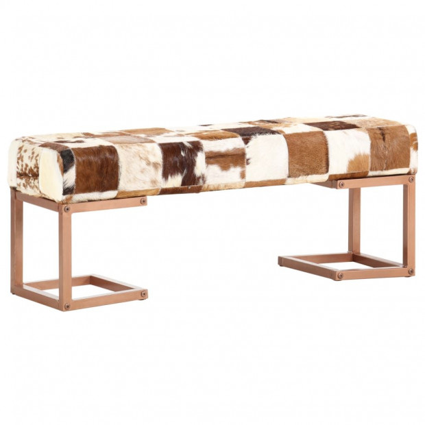 Bench 110 Cm Brown Patchwork Genuine Goat Leather Image 11