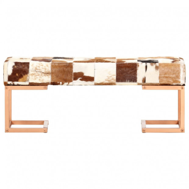 Bench 110 Cm Brown Patchwork Genuine Goat Leather Image 3