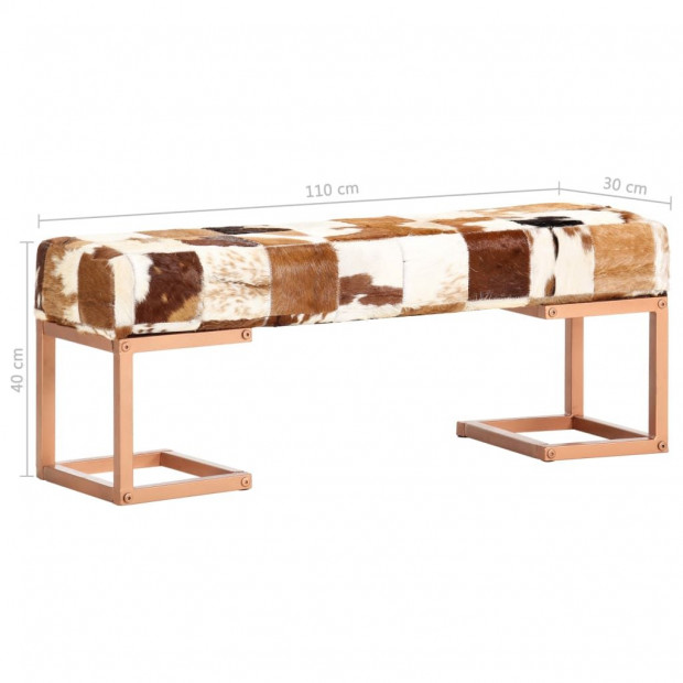 Bench 110 Cm Brown Patchwork Genuine Goat Leather Image 7