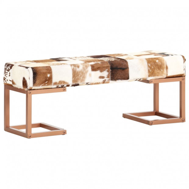Bench 110 Cm Brown Patchwork Genuine Goat Leather Image 9