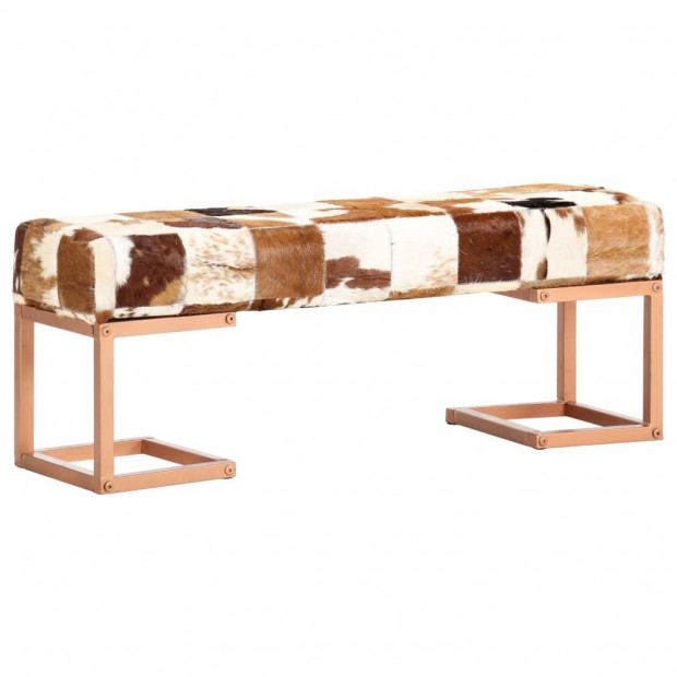 Bench 110 Cm Brown Patchwork Genuine Goat Leather Image 10