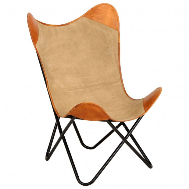 Butterfly Chair Real Leather Brown