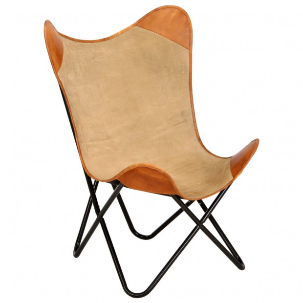 Butterfly Chair Real Leather Brown Image 11
