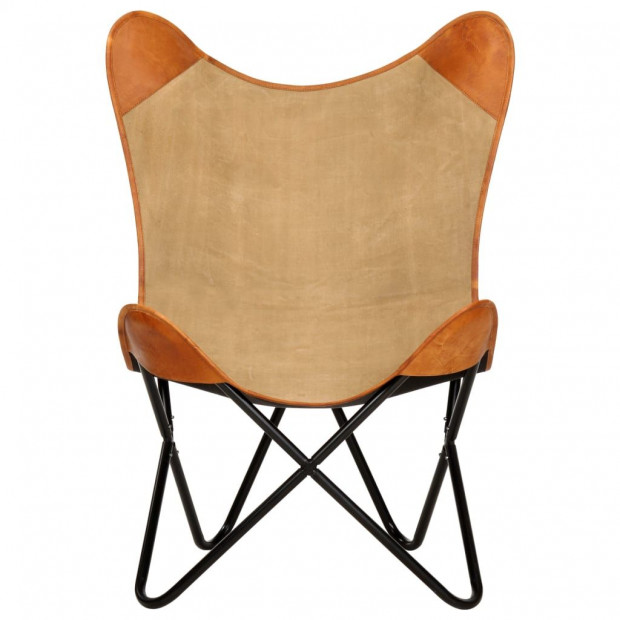Butterfly Chair Real Leather Brown Image 3