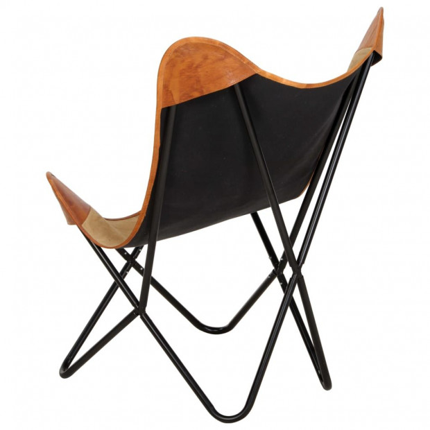 Butterfly Chair Real Leather Brown Image 4