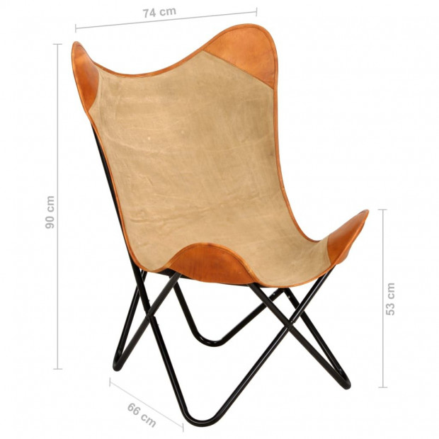 Butterfly Chair Real Leather Brown Image 7