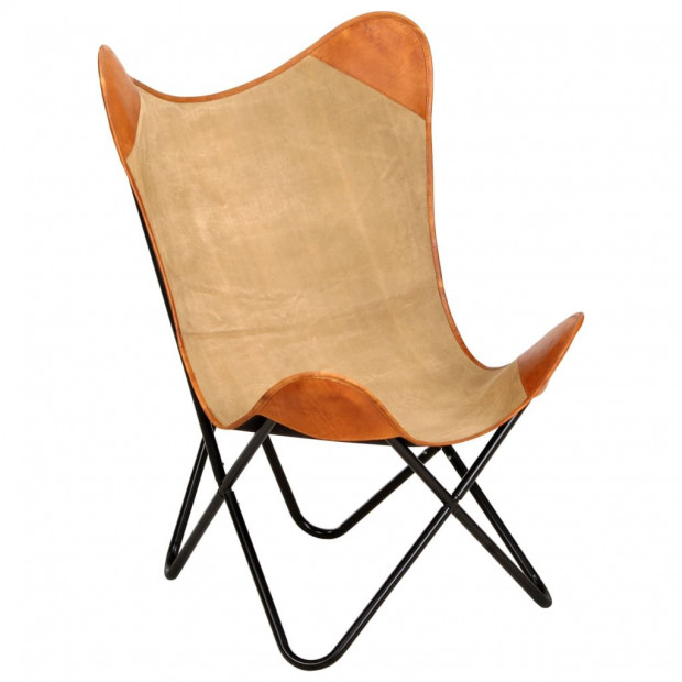 Butterfly Chair Real Leather Brown Image 9