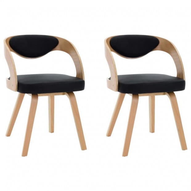 Dining Chairs 2 Pcs Bent Wood And Faux Leather Cream