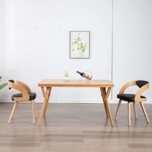 Dining Chairs 2 Pcs Bent Wood And Faux Leather Cream Image 2