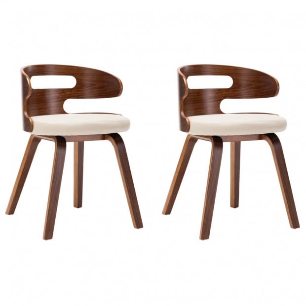Dining Chairs 2 Pcs Cream Bent Wood And Faux Leather