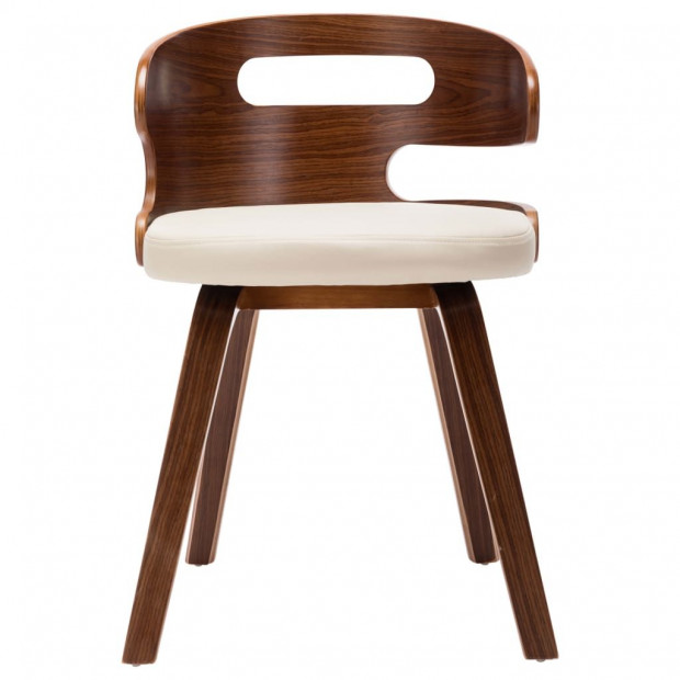 Dining Chairs 2 Pcs Cream Bent Wood And Faux Leather Image 3