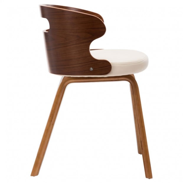 Dining Chairs 2 Pcs Cream Bent Wood And Faux Leather Image 4