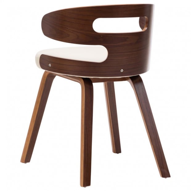 Dining Chairs 2 Pcs Cream Bent Wood And Faux Leather Image 5