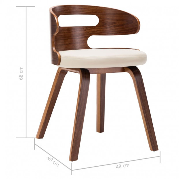 Dining Chairs 2 Pcs Cream Bent Wood And Faux Leather Image 7