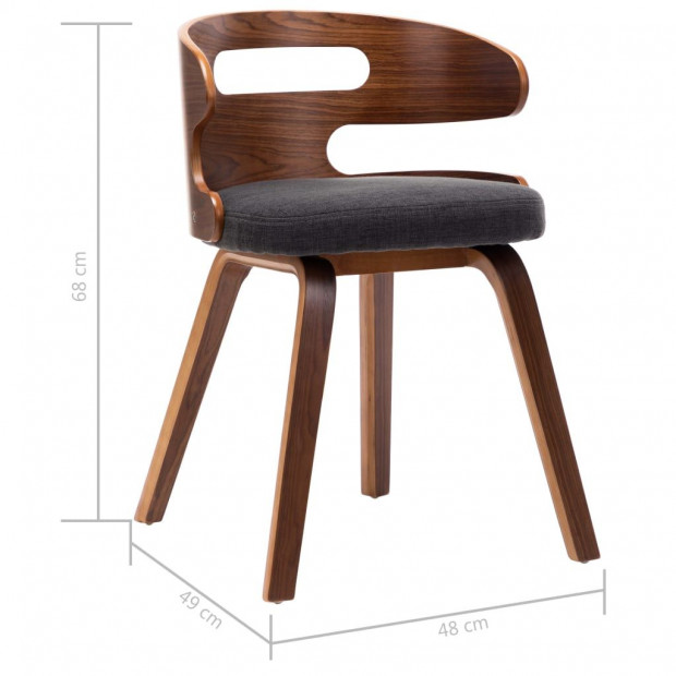 Dining Chairs 2 Pcs Dark Grey Bent Wood And Fabric Image 7