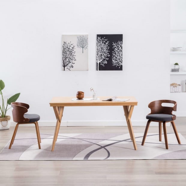 Dining Chairs 2 Pcs Dark Grey Bent Wood And Fabric Image 2