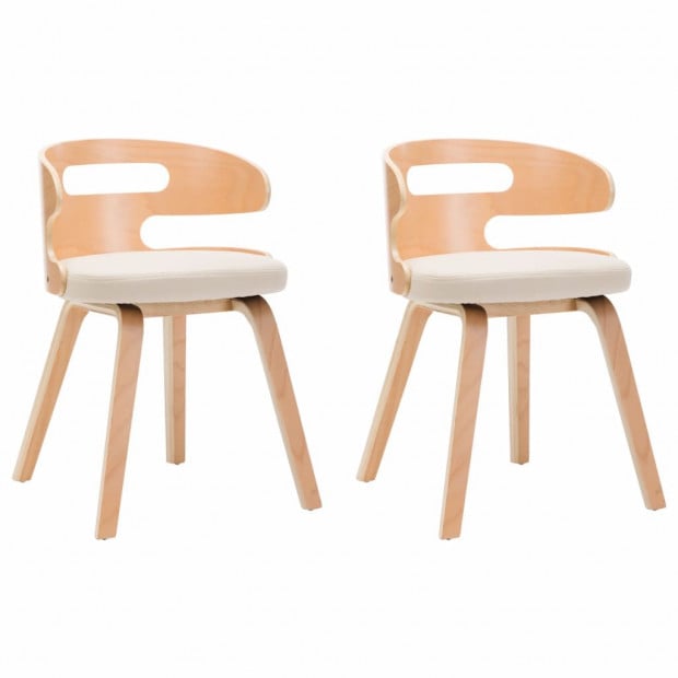 Dining Chairs 2 Pcs Cream Bent Wood And Faux Leather