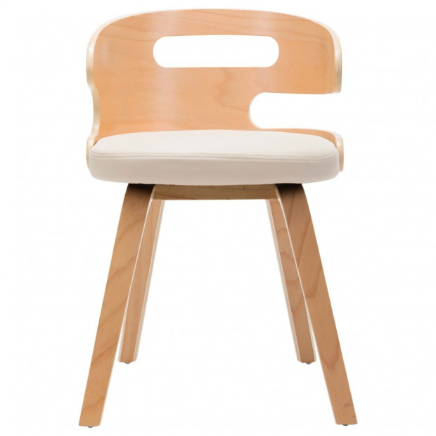 Dining Chairs 2 Pcs Cream Bent Wood And Faux Leather Image 3