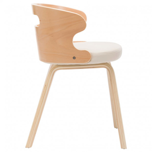 Dining Chairs 2 Pcs Cream Bent Wood And Faux Leather Image 4