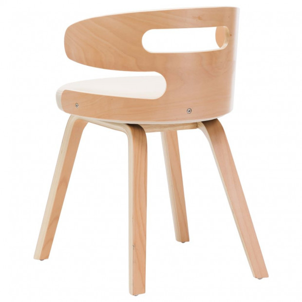 Dining Chairs 2 Pcs Cream Bent Wood And Faux Leather Image 5