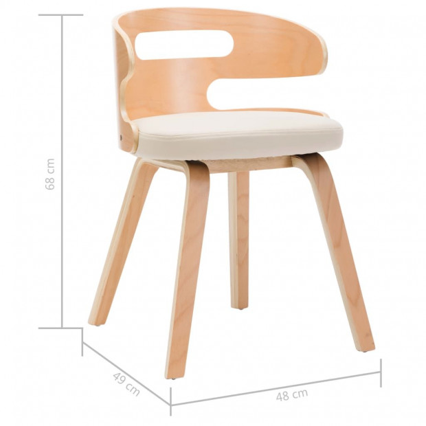 Dining Chairs 2 Pcs Cream Bent Wood And Faux Leather Image 7
