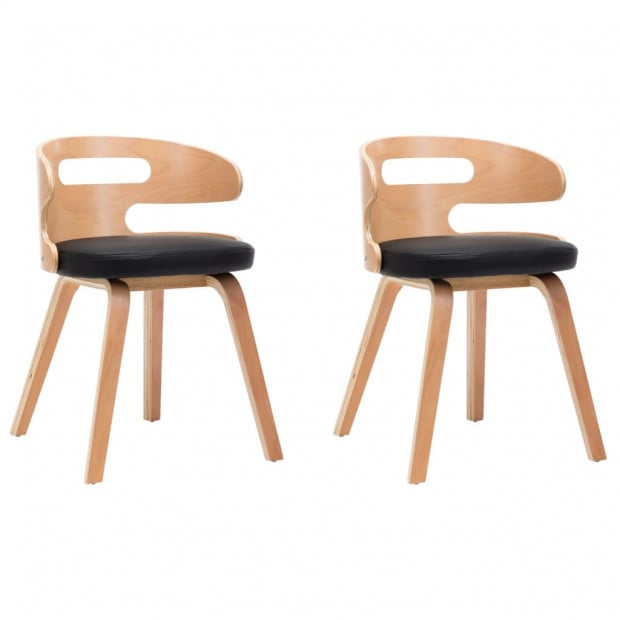 Dining Chairs 2 Pcs Black Bent Wood And Faux Leather