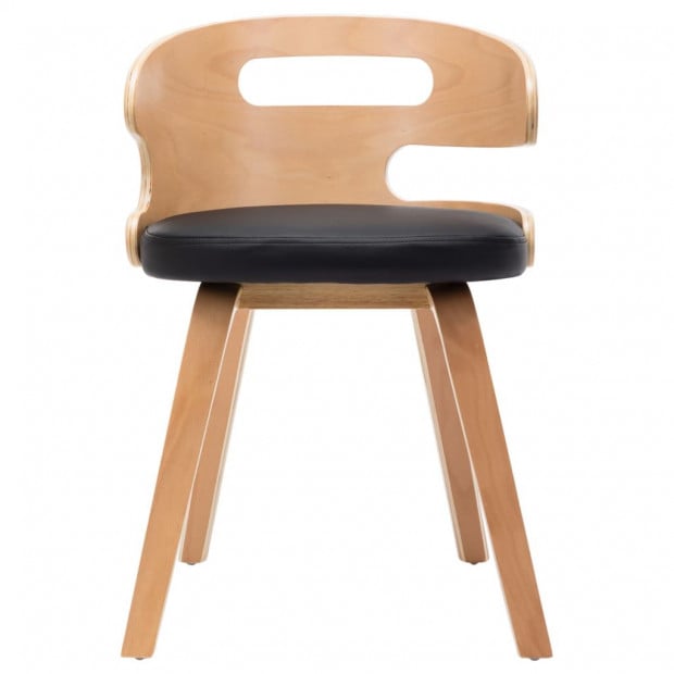 Dining Chairs 2 Pcs Black Bent Wood And Faux Leather Image 3