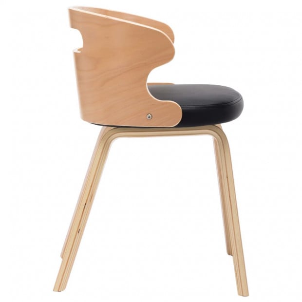 Dining Chairs 2 Pcs Black Bent Wood And Faux Leather Image 4