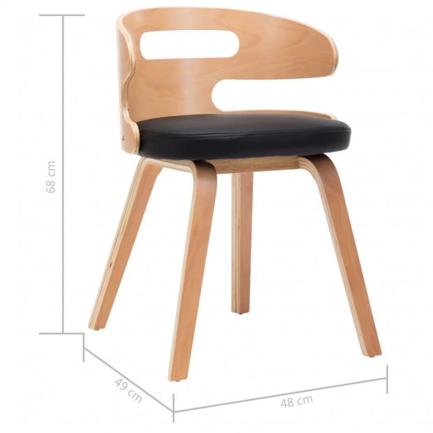 Dining Chairs 2 Pcs Black Bent Wood And Faux Leather Image 6