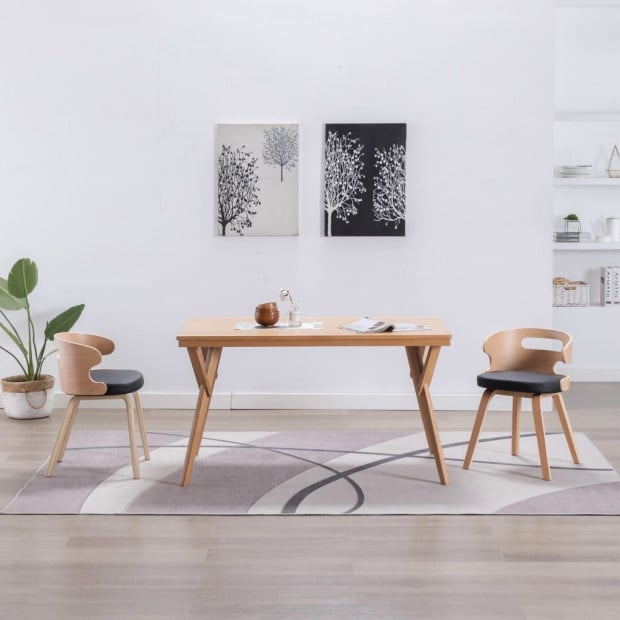 Dining Chairs 2 Pcs Black Bent Wood And Faux Leather Image 2
