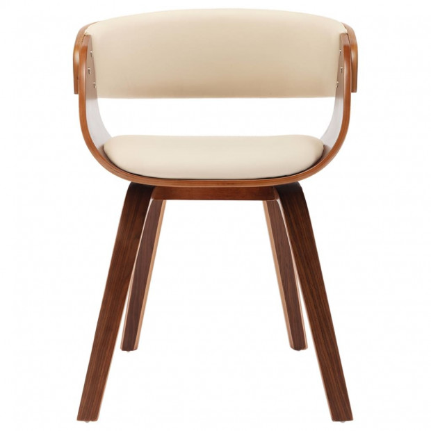 Dining Chair Cream Bent Wood And Faux Leather Image 3