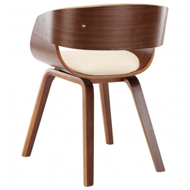 Dining Chair Cream Bent Wood And Faux Leather Image 5