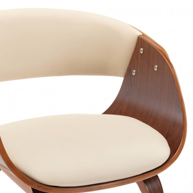 Dining Chair Cream Bent Wood And Faux Leather Image 6