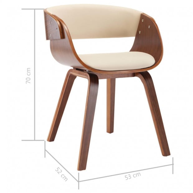 Dining Chair Cream Bent Wood And Faux Leather Image 7