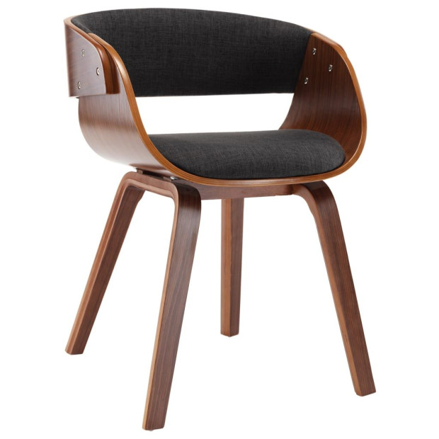Dining Chair Grey Wood And Fabric Image 2