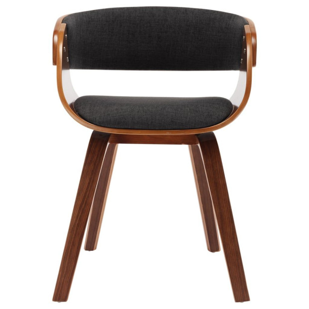Dining Chair Grey Wood And Fabric Image 3