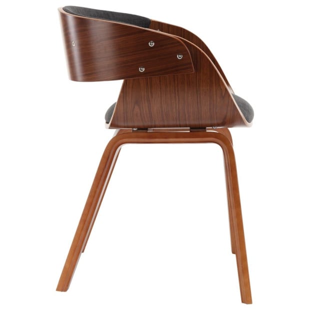 Dining Chair Grey Wood And Fabric Image 4