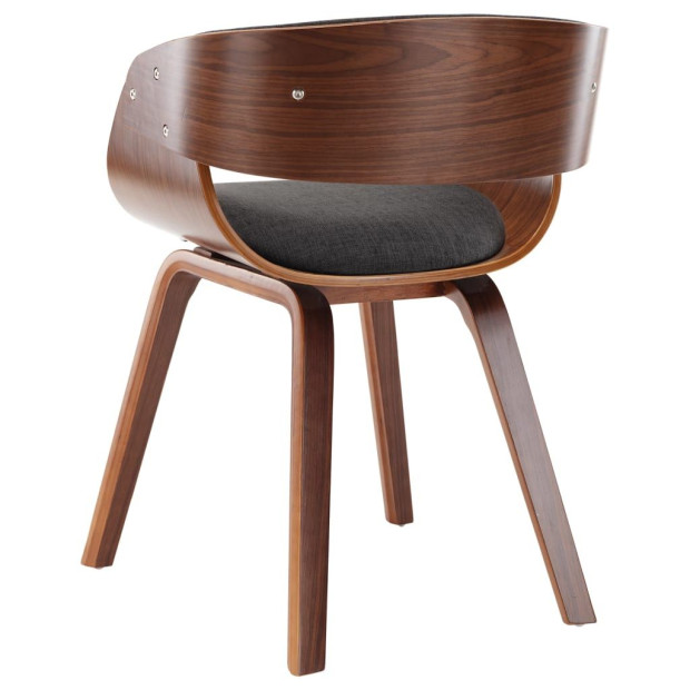 Dining Chair Grey Wood And Fabric Image 5