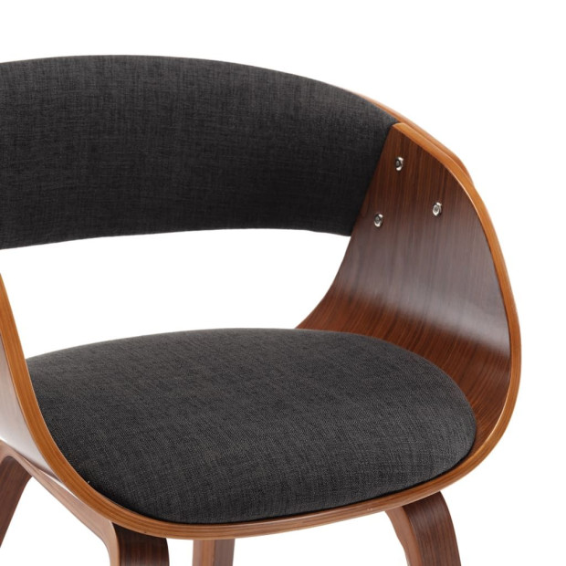 Dining Chair Grey Wood And Fabric Image 6