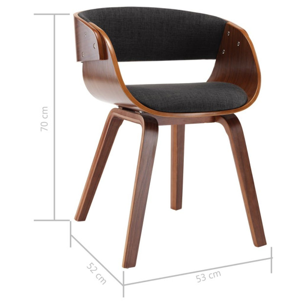 Dining Chair Grey Wood And Fabric Image 7