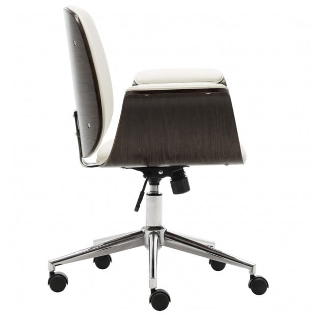 Office Chair White Bent Wood And Faux Leather Image 4