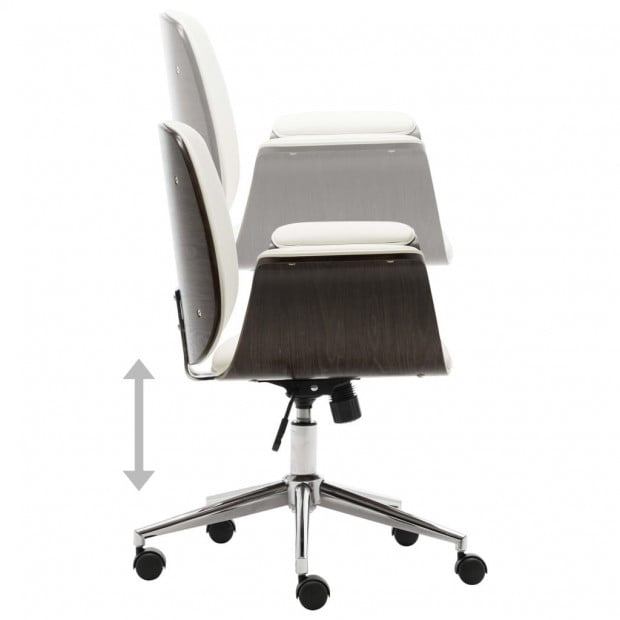 Office Chair White Bent Wood And Faux Leather Image 5