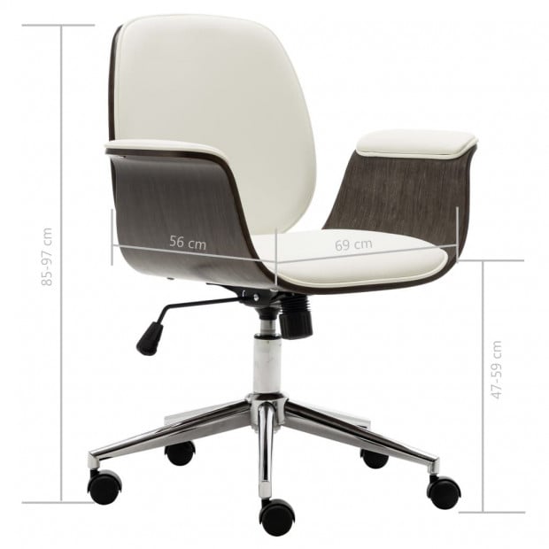 Office Chair White Bent Wood And Faux Leather Image 8
