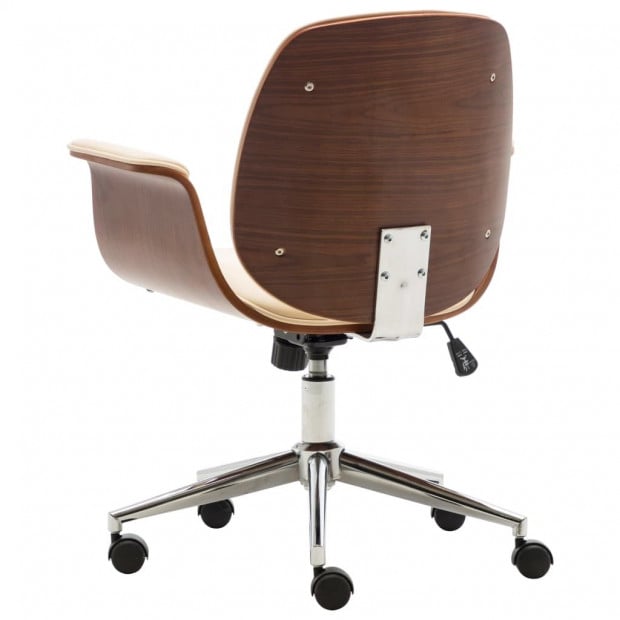 Office Chair Cream Bent Wood And Faux Leather Image 3