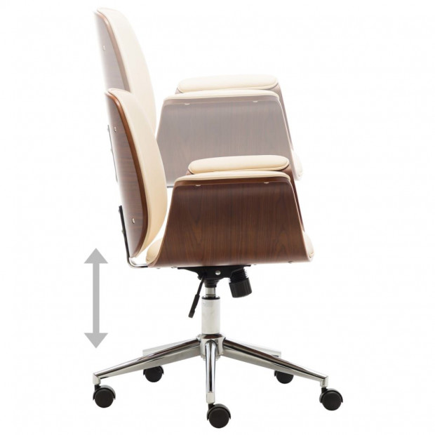 Office Chair Cream Bent Wood And Faux Leather Image 5