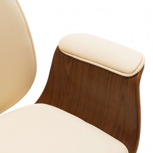 Office Chair Cream Bent Wood And Faux Leather Image 6