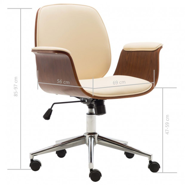Office Chair Cream Bent Wood And Faux Leather Image 8